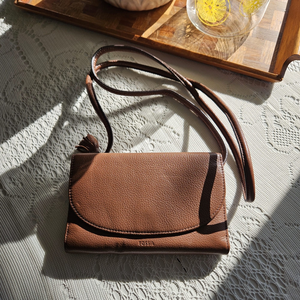 Fossil Brown Leather Crossbody Bag